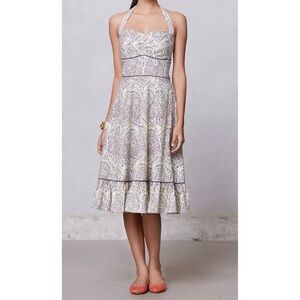 Anthropologie Girls From Savoy Swirled Paisley Halter Dress, size 14